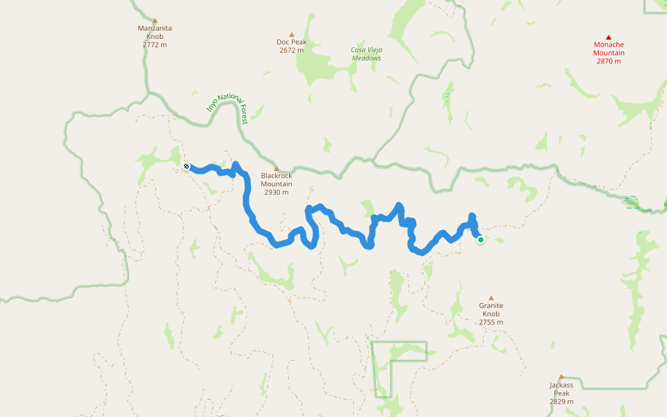Blackrock Mountain Trail walking route map in Inyokern