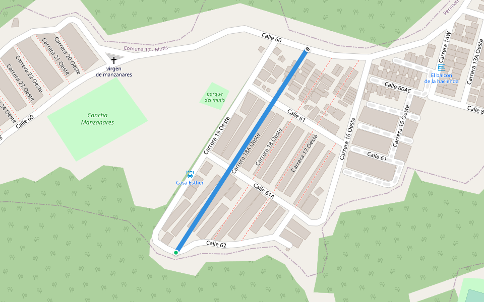 Carrera 18A Oeste walking route map in Bucaramanga