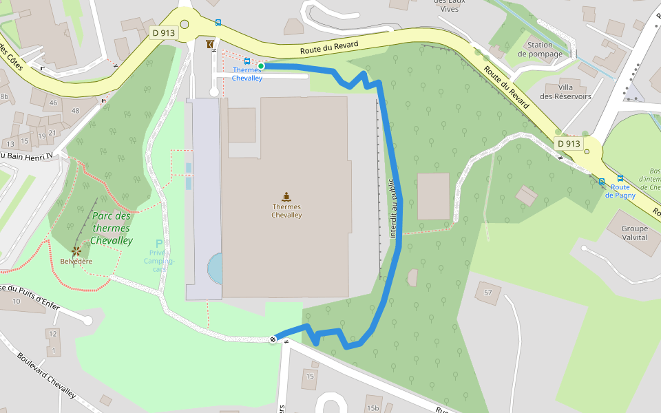 interdit au public walking route map in Aix-les-Bains
