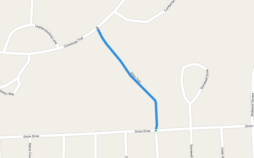 Miles Trail walking route map in Pocono Pines