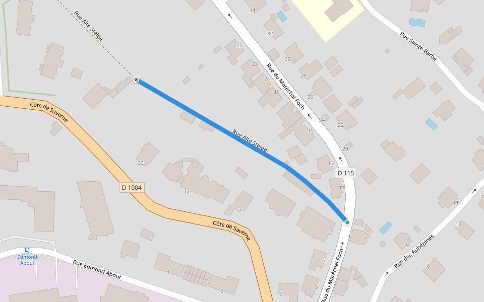 Rue Alte Steige walking route map in Saverne