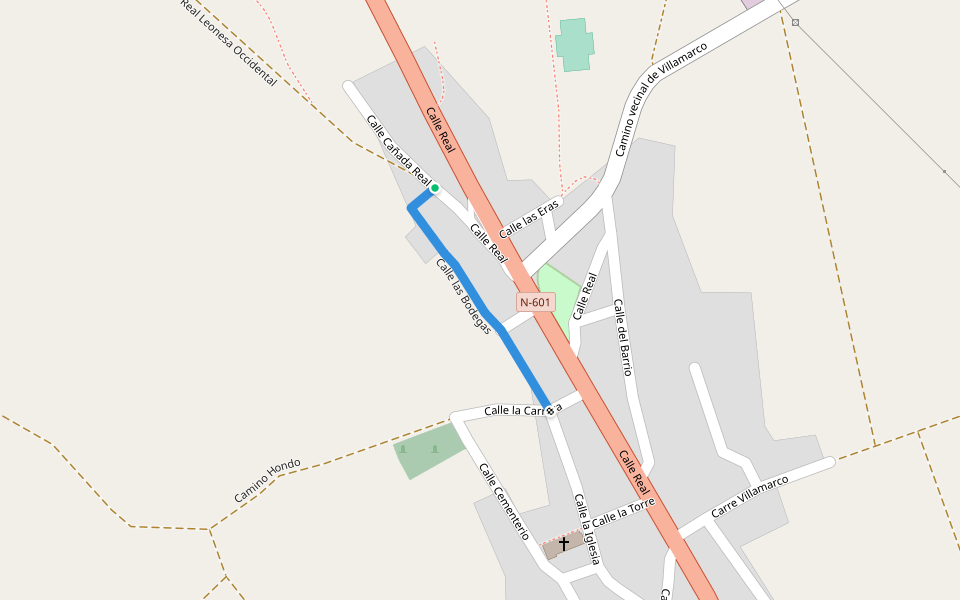 Calle las Bodegas walking route map in Santas Martas