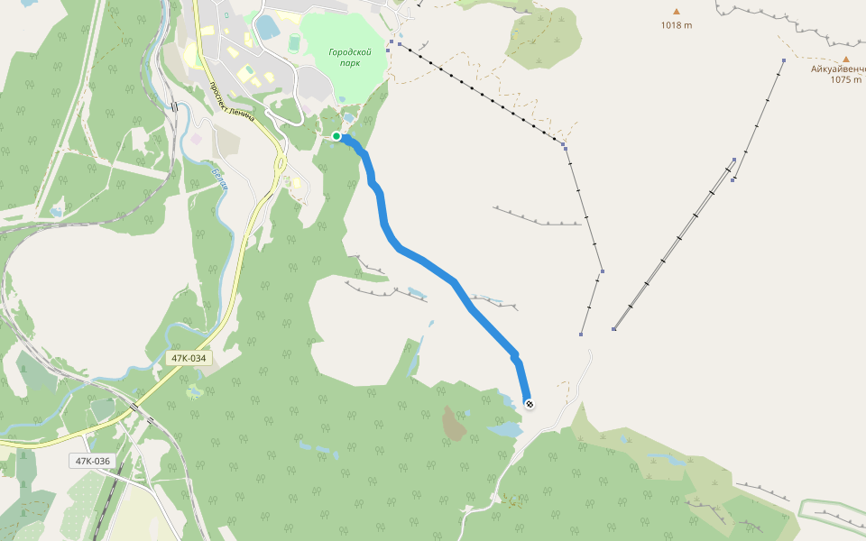 Тропа сверху по ущелью Голубых Озёр walking route map in Kirovsk