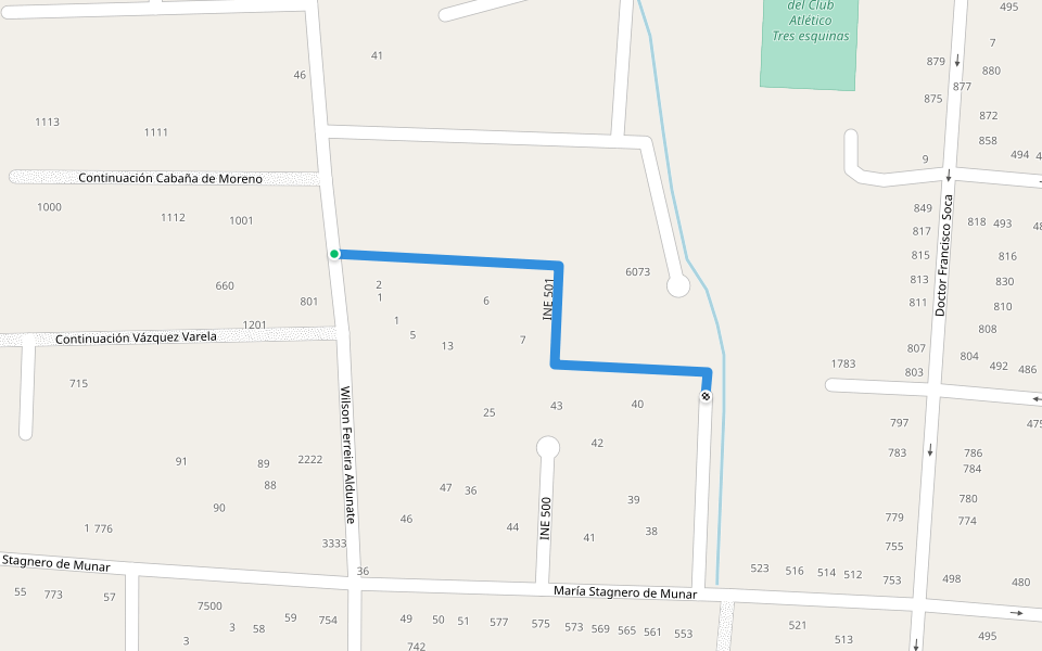 INE 501 walking route map in Canelones