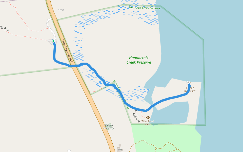 Hudson River Interpretive trail (white) walking route map in New Baltimore