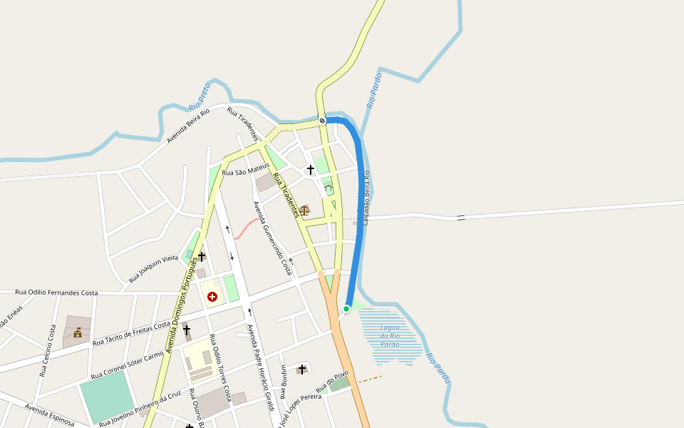 Calçadão Beira Rio walking route map in Rio Pardo de Minas