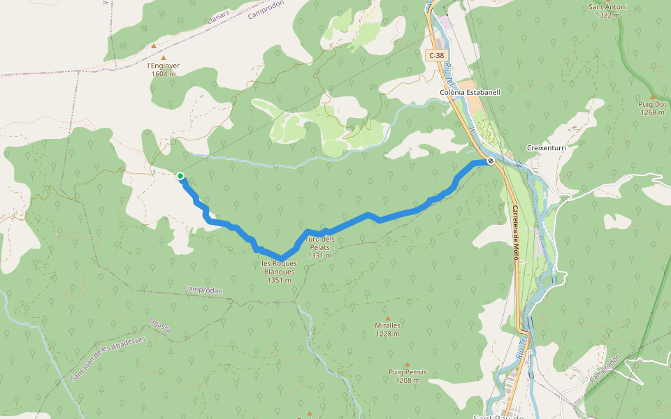 Corriol Pla d'en Plata - Camping walking route map in Camprodon