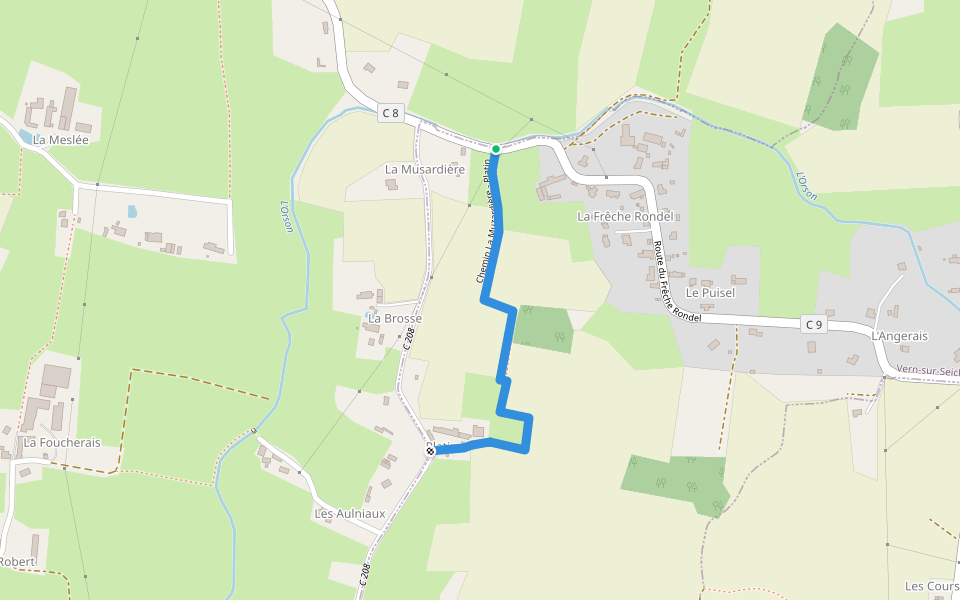 Chemin La Muzardière - Platin walking route map in Vern-sur-Seiche
