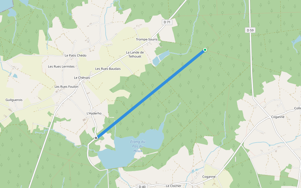 Allée du Gué Gémessier walking route map in Paimpont