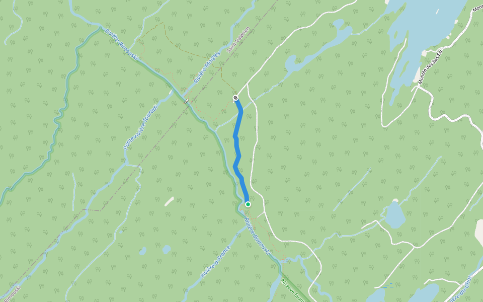 Sentier du Portage walking route map in Saint-Narcisse-de-Rimouski