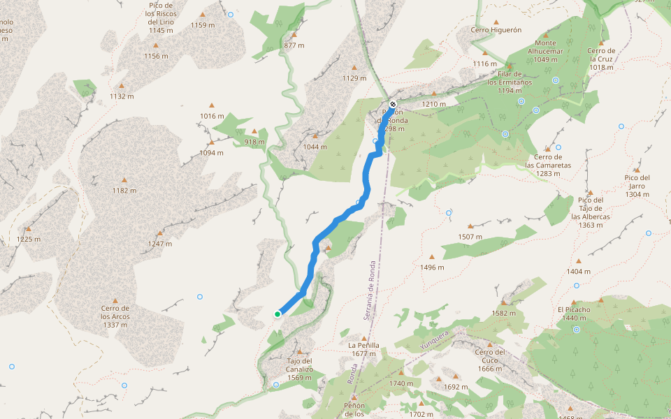 Camino de Parauta a Málaga (Via Pecuaira) walking route map in Ronda