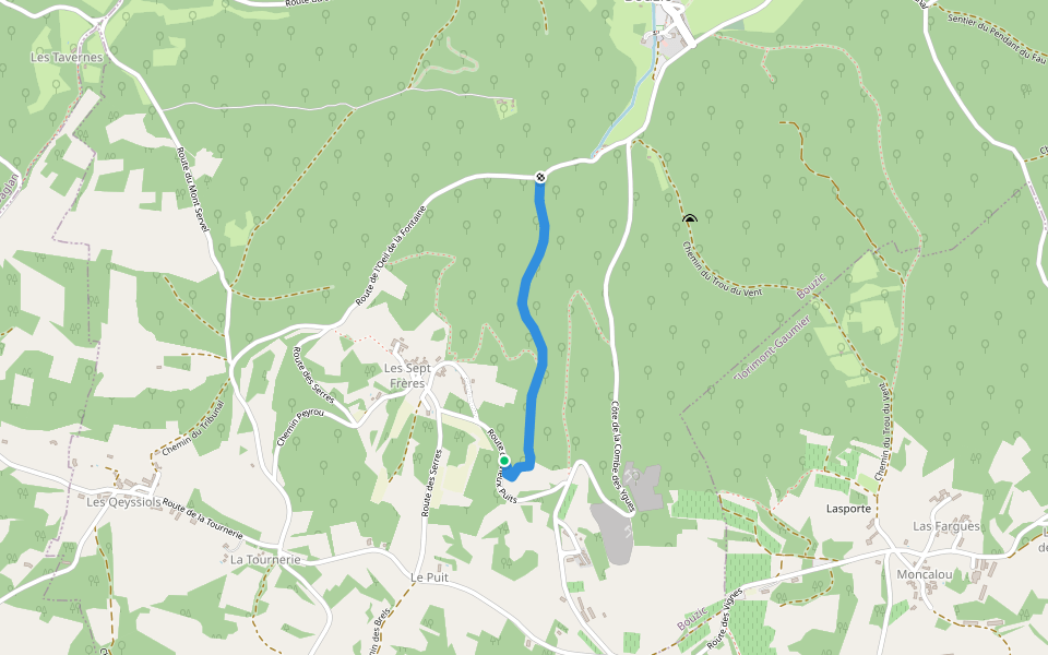 Les Combes Complet walking route map in Bouzic