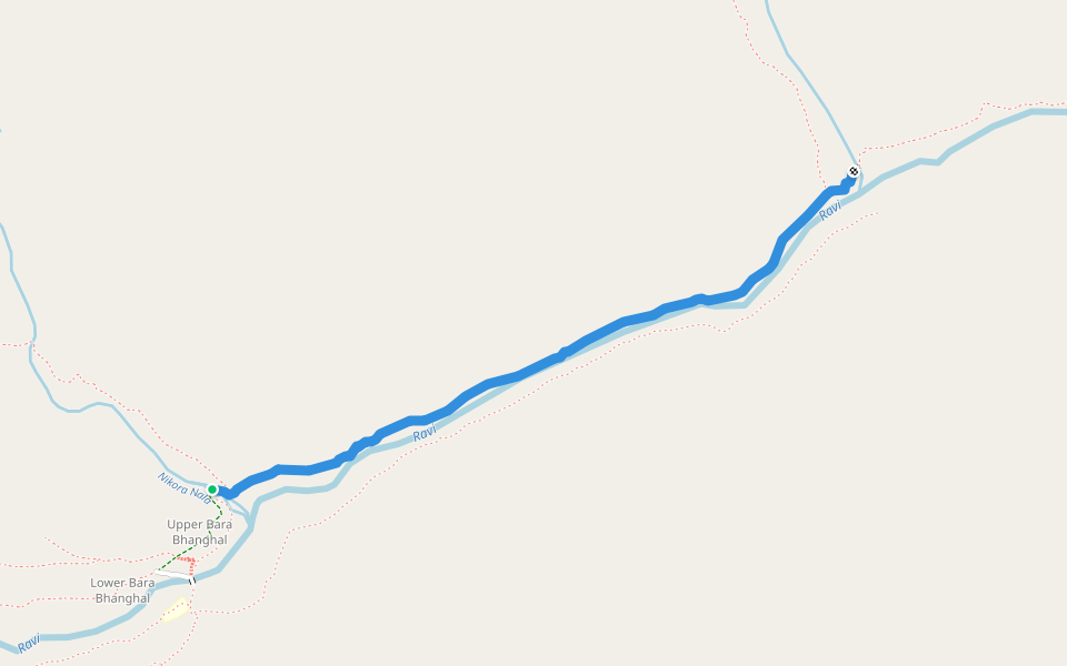 Raeegar Trail walking route map in Bara Bhangal