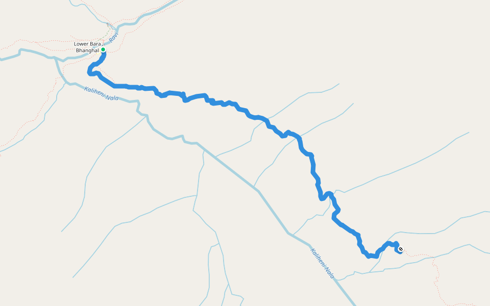 Bara Bhanghal Sunni Thach Trail walking route map in Bara Bhangal