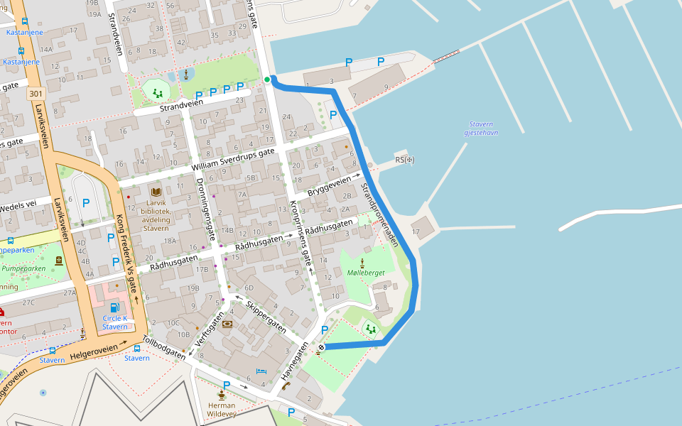 Strandpromenaden walking route map in Hvarnes