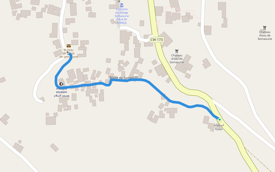 Route de Tamazirth walking route map in Chemini