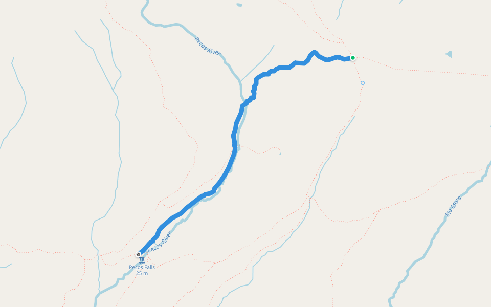 Pecos River Trail (456) walking route map in Mora