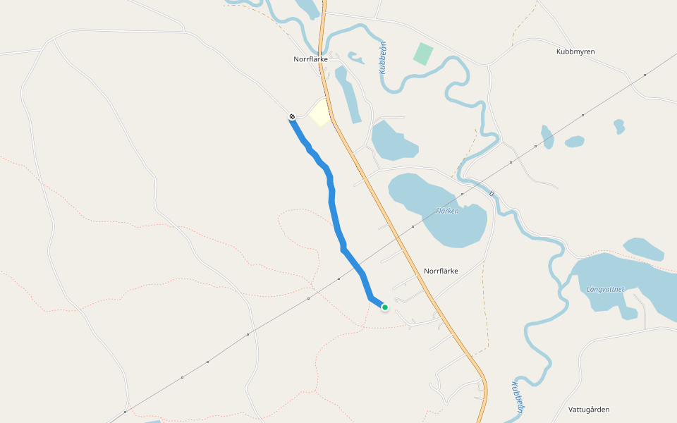 Håbergsvägen walking route map in Norrflärke