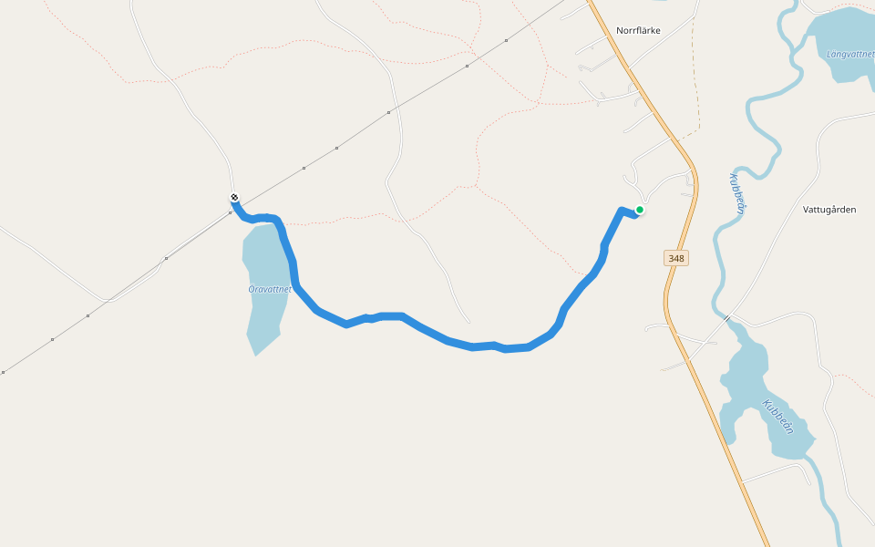 Öravattsstigen walking route map in Norrflärke