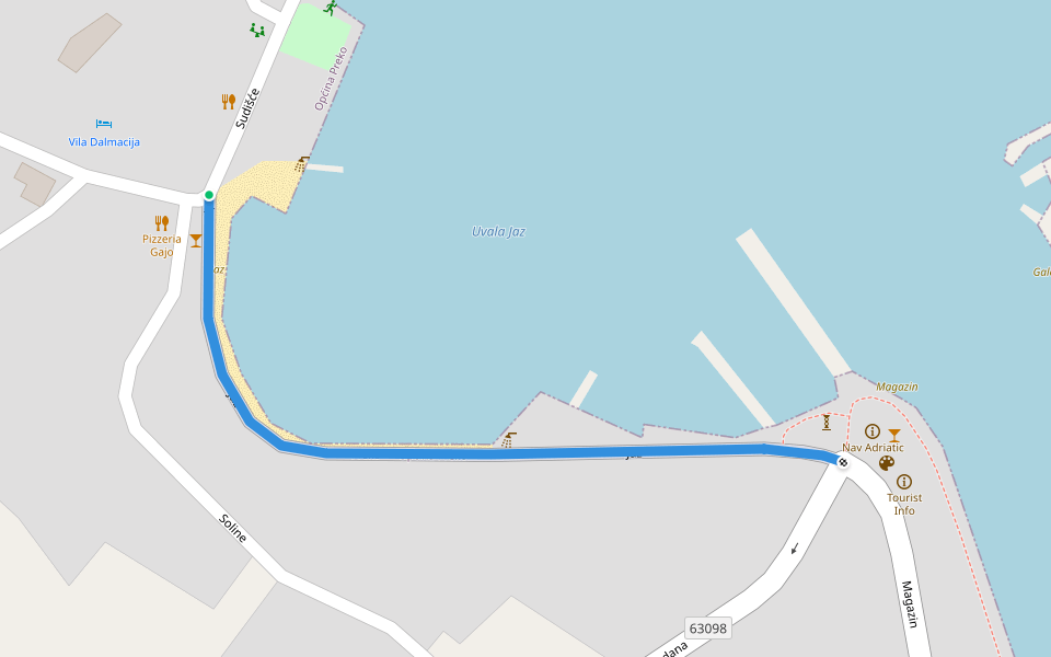 Jaz walking route map in Preko