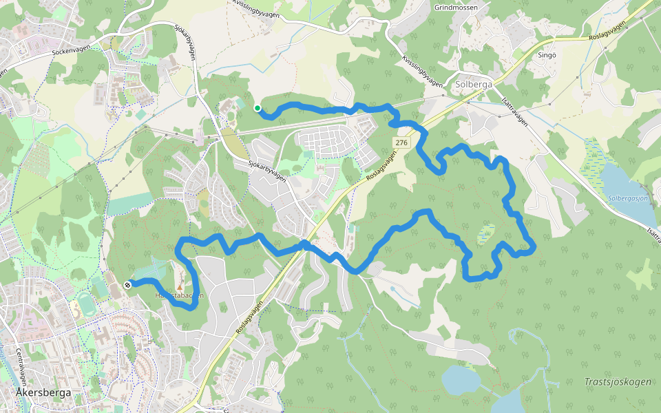 Oxblodet, motionsspår, MTB walking route map in Åkersberga