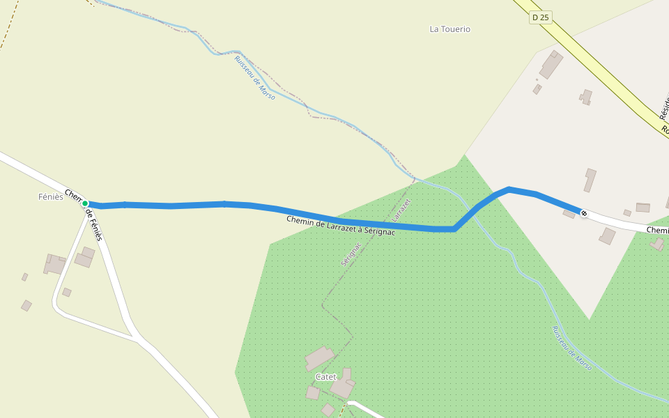 Chemin de Larrazet à Sérignac walking route map in Sérignac