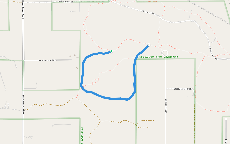Whoopsy Loop walking route map in Treetops Village