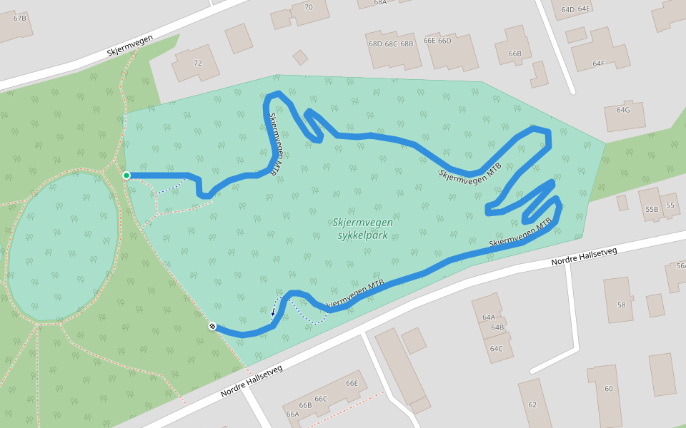 Skjermvegen MTB walking route map in Trondheim