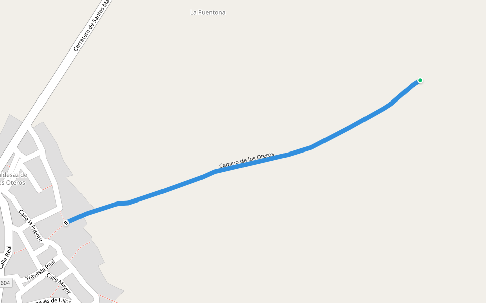 Camino de los Oteros walking route map in Valdesaz de los Oteros