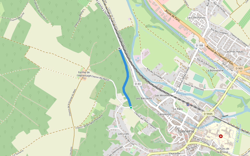 Chemin de Saint-Loup walking route map in Tonnerre