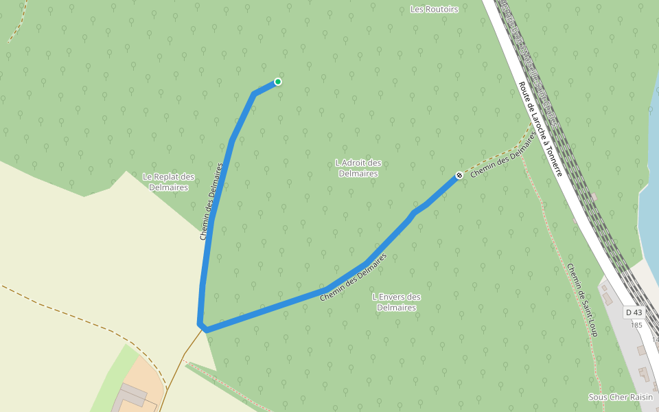 Chemin des Delmaires walking route map in Tonnerre