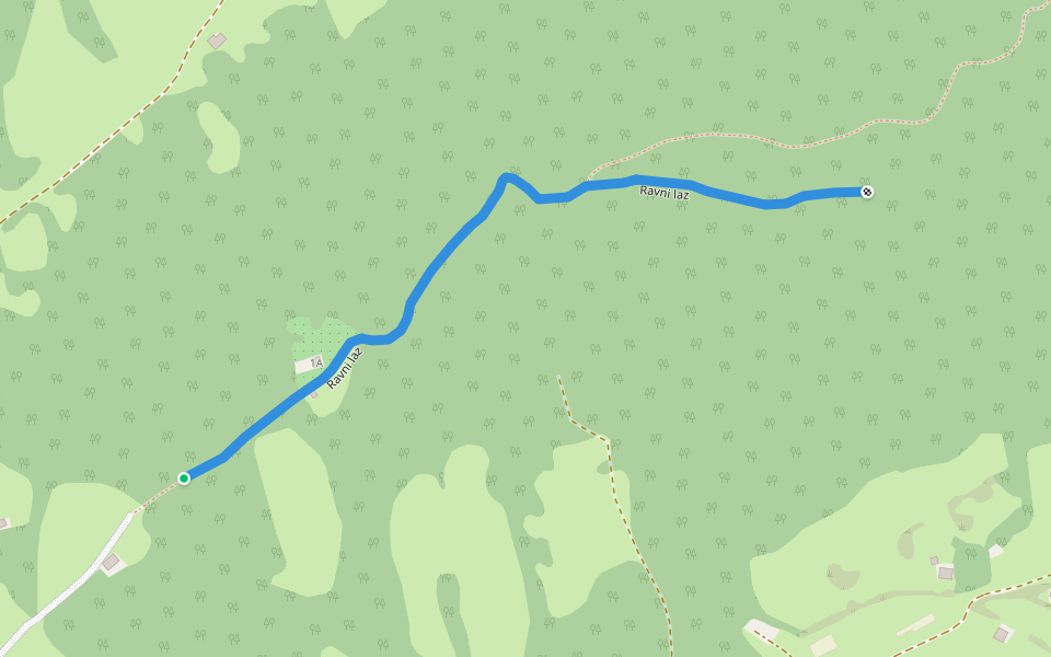Ravni laz walking route map in Bovec