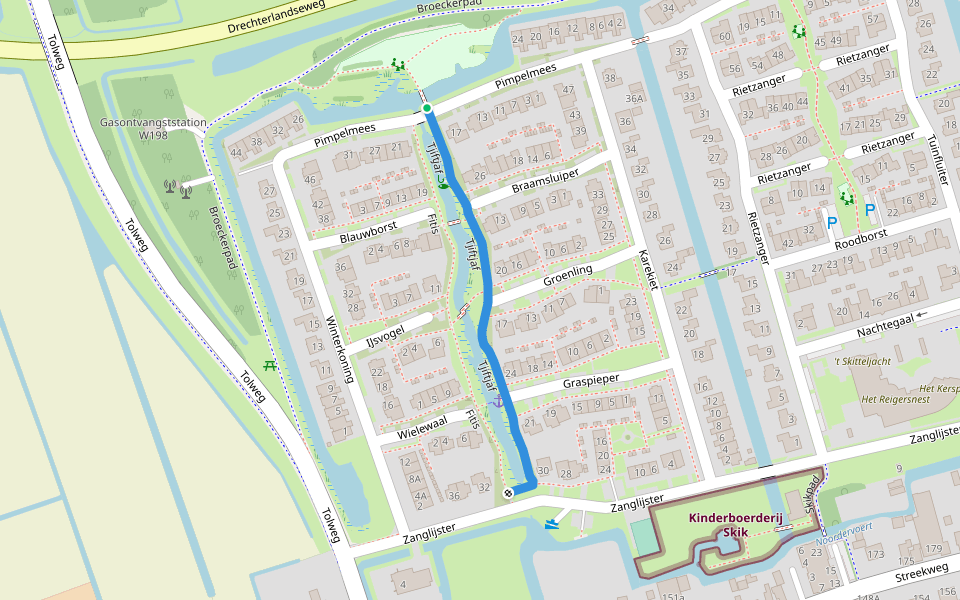 Tjiftjaf walking route map in Hoogkarspel