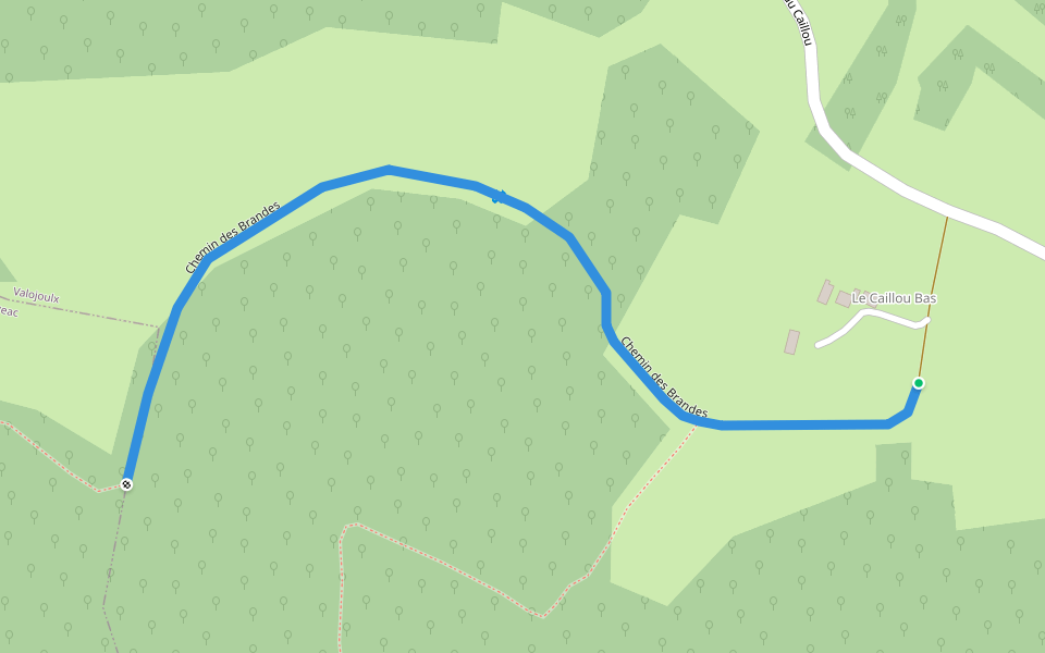 Chemin des Brandes walking route map in Valojoulx