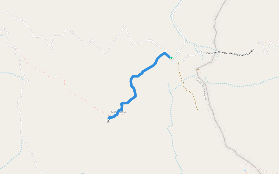 Senda Este a las Huellas de Dinosario Niñu Mayu walking route map in Sucre