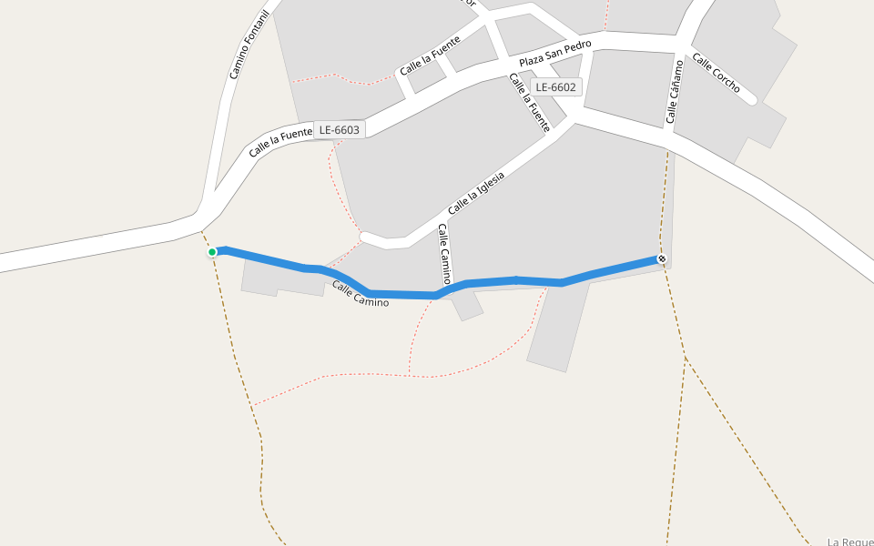 Calle Camino walking route map in San Pedro de los Oteros