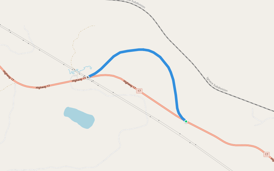 old Highway 17 walking route map in Dinorwic