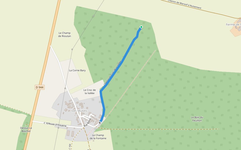 Chemin du Croc de la Vallée walking route map in Tonnerre