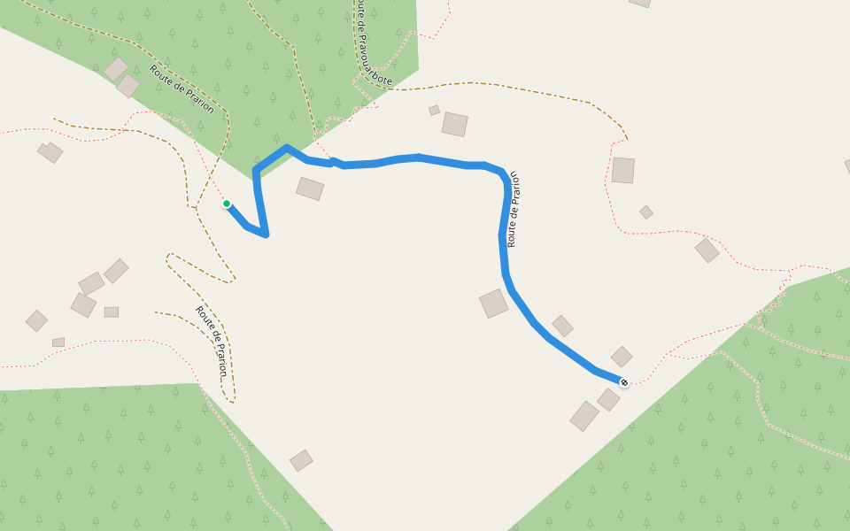 Route de Prarion walking route map in Trogne