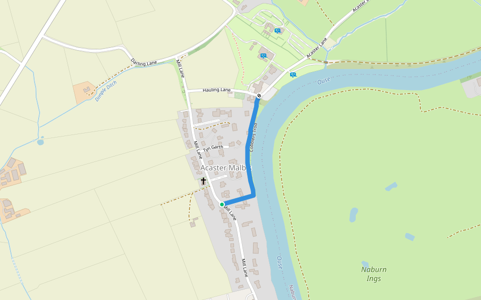 Cobblers Trod walking route map in Acaster Malbis