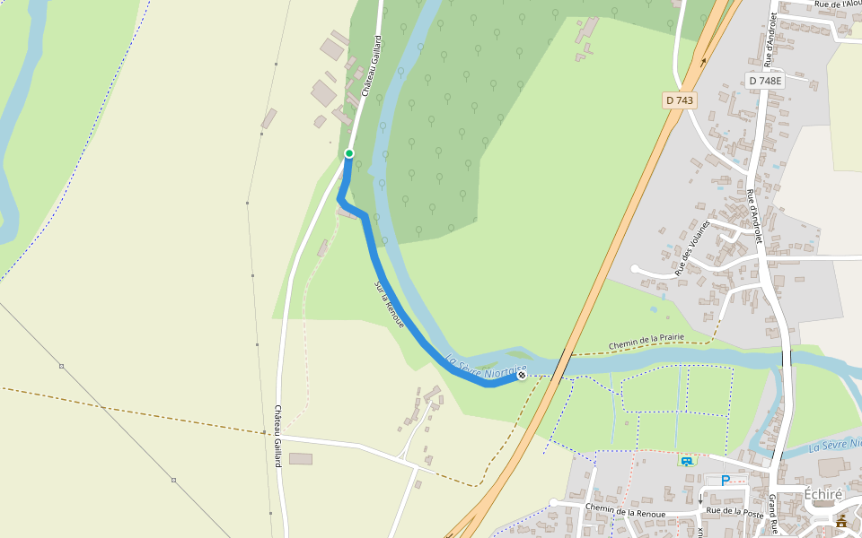 Sur la Renoue walking route map in Échiré