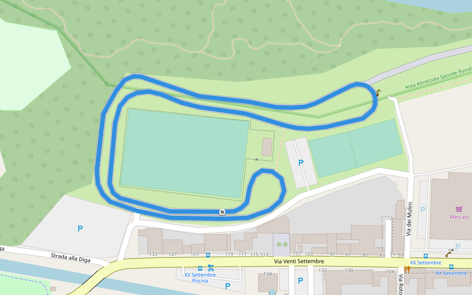 Pista ciclabile del Ronzone walking route map in Casale Monferrato