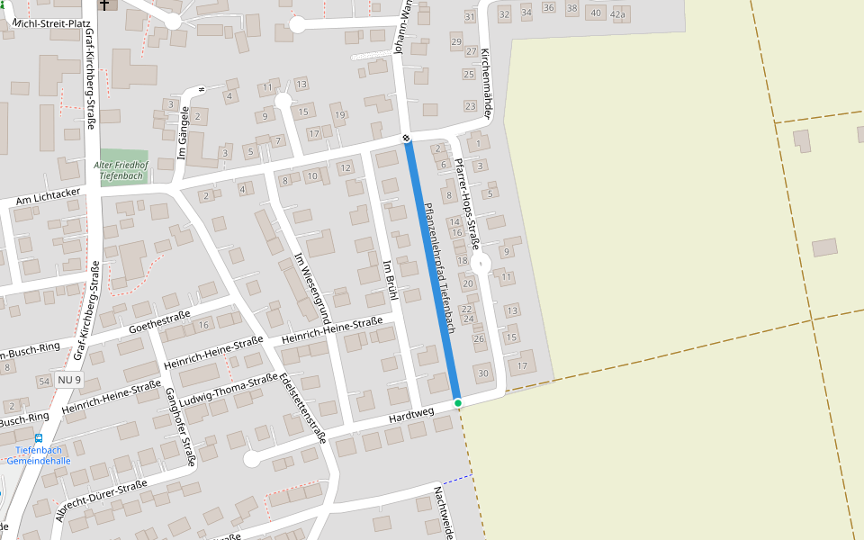 Pflanzenlehrpfad Tiefenbach walking route map in Illertissen