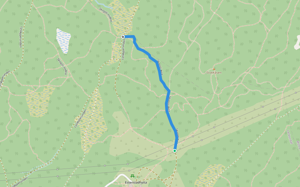 Skogsti øvre walking route map in Brundalen