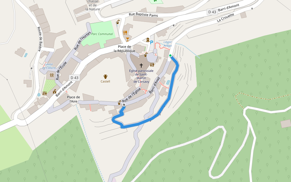 Passage des jardins walking route map in Corsavy