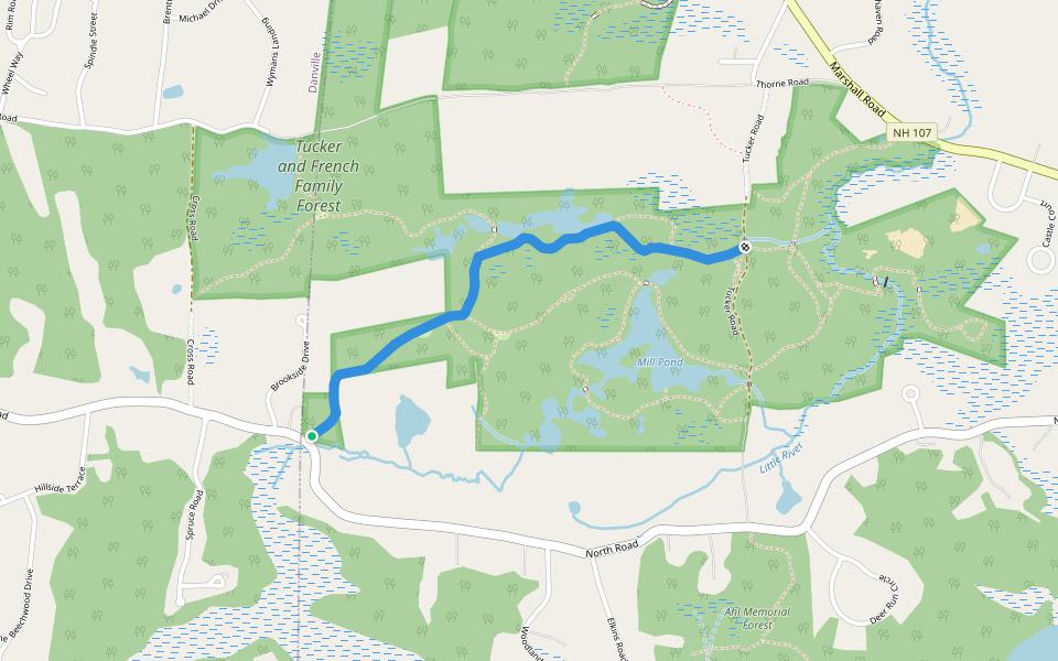 Tucker Trail walking route map in Danville