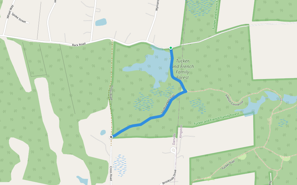 Spofford Mill Trail walking route map in Danville
