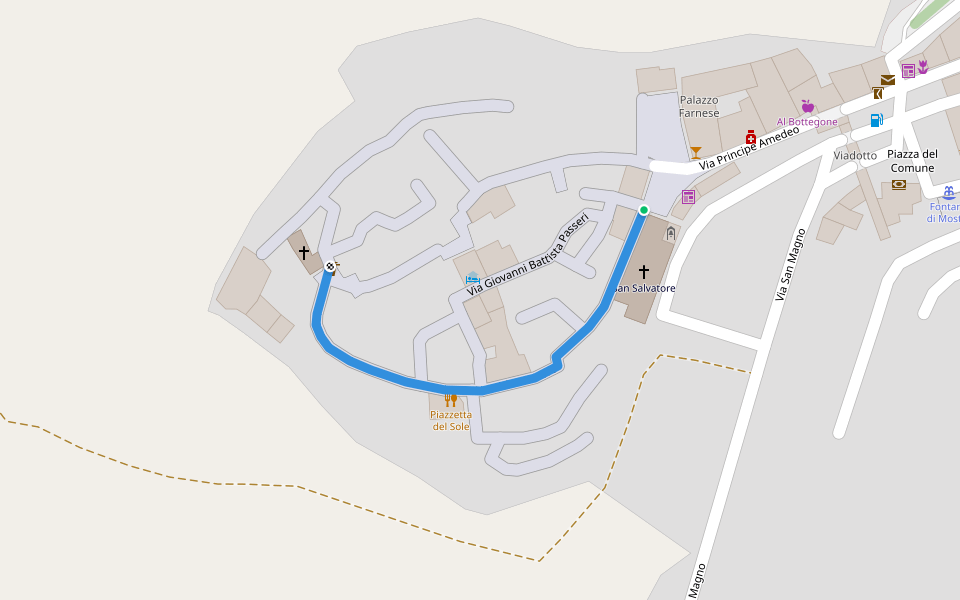Via Venti Settembre walking route map in Farnese