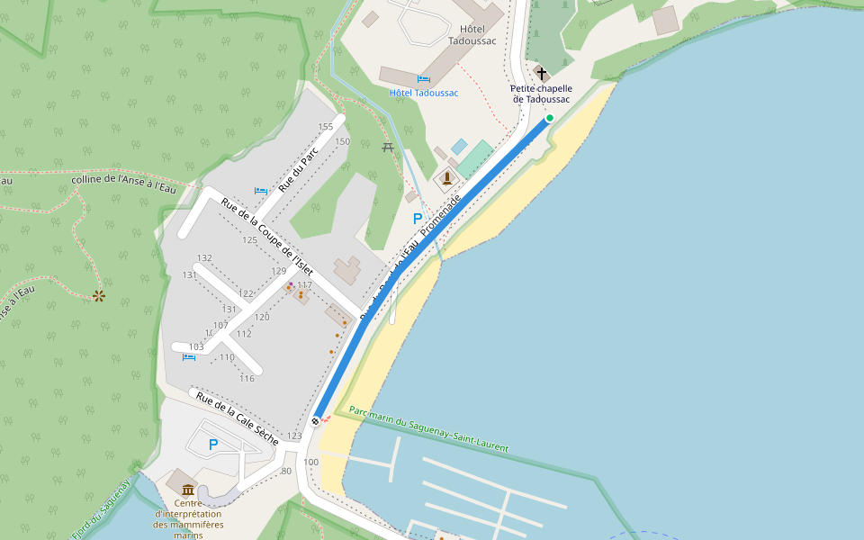 Promenade walking route map in Tadoussac