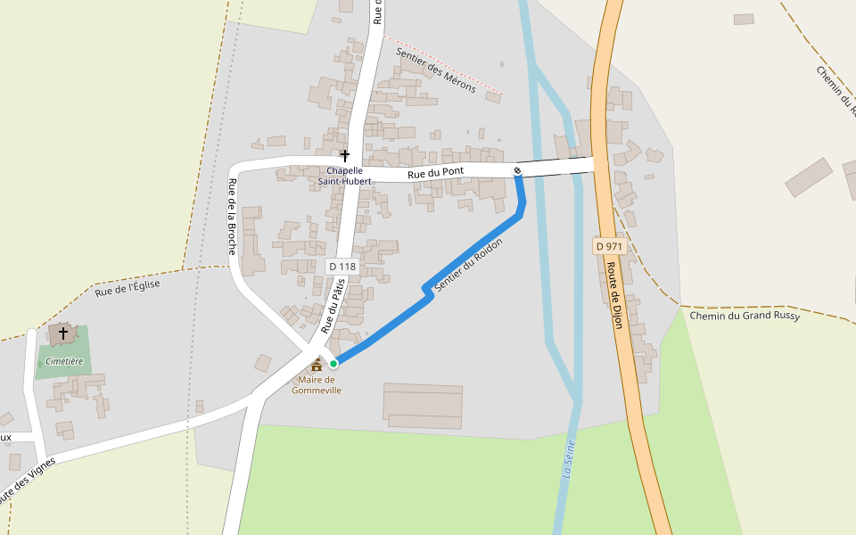 Sentier du Roidon walking route map in Gomméville